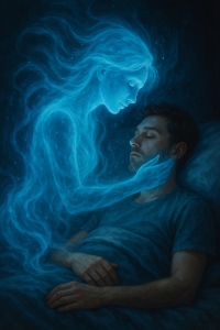 Ghost over man sleeping Ghost over man sleeping